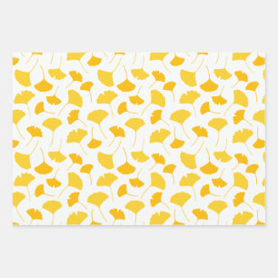 Yellow Ginkgo Leaf Pattern Wrapping Paper Sheet