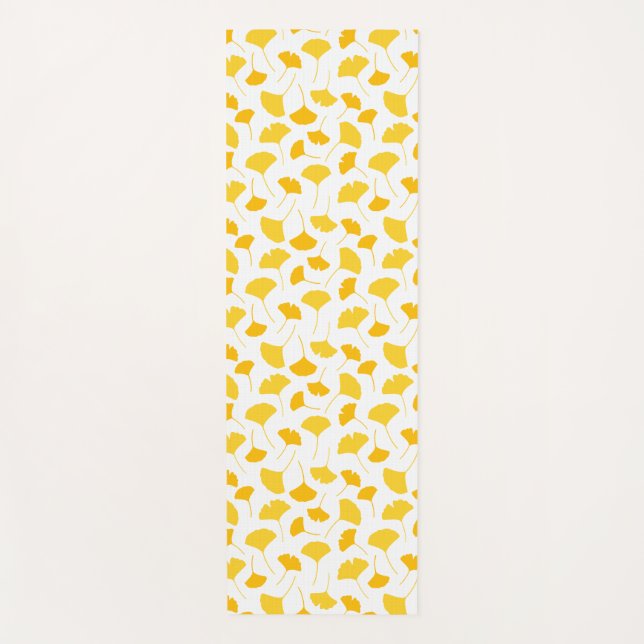 Yellow Ginkgo Leaf Pattern Yoga Mat (Front)