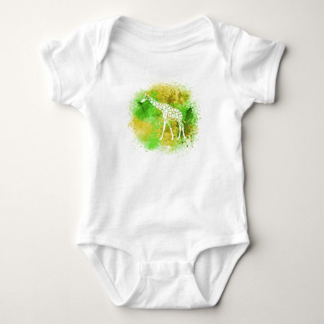 Yellow Giraffe Baby Bodysuit (Front)