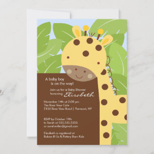 Yellow Giraffe Baby Shower Invitation