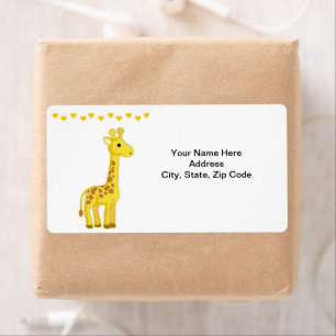 Yellow Giraffe Hearts Labels