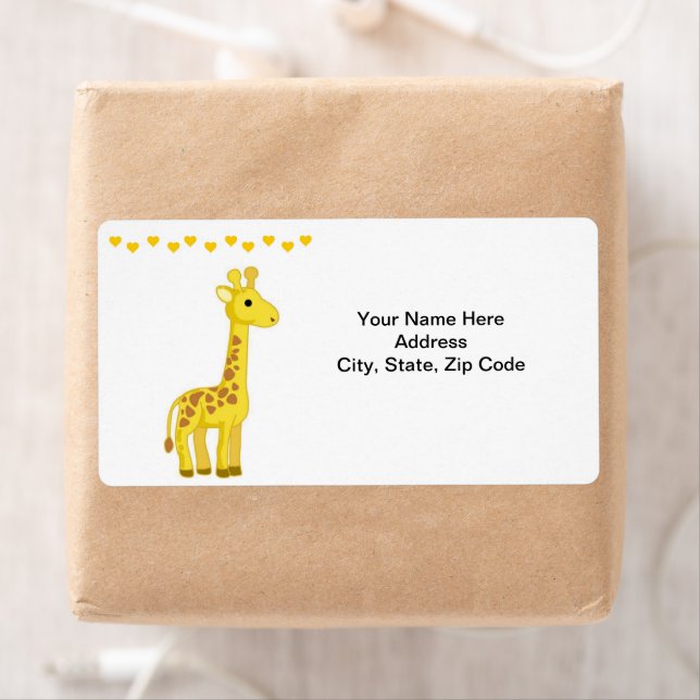 Yellow Giraffe Hearts   Labels (Insitu)