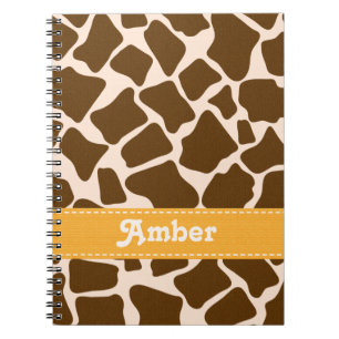 Yellow Giraffe Print Spiral Notebook Journal