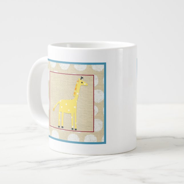 Yellow Giraffe with White Polka Dots Large Coffee Mug (Front Left)