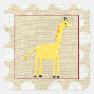 Yellow Giraffe with White Polka Dots Square Sticker