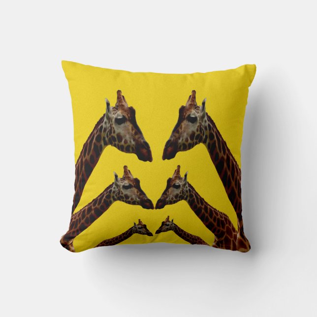 Yellow Giraffes Throw Cushion, Cushion (Front)