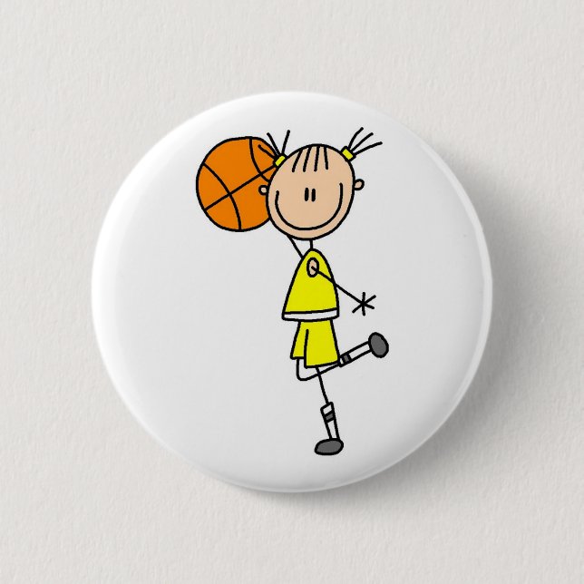 Yellow Girl Basketball Player T-shirts and Gifts 6 Cm Round Badge (Front)