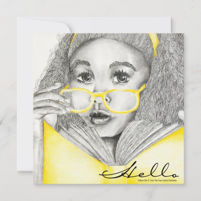Yellow Girl Hello Postcard (Front)