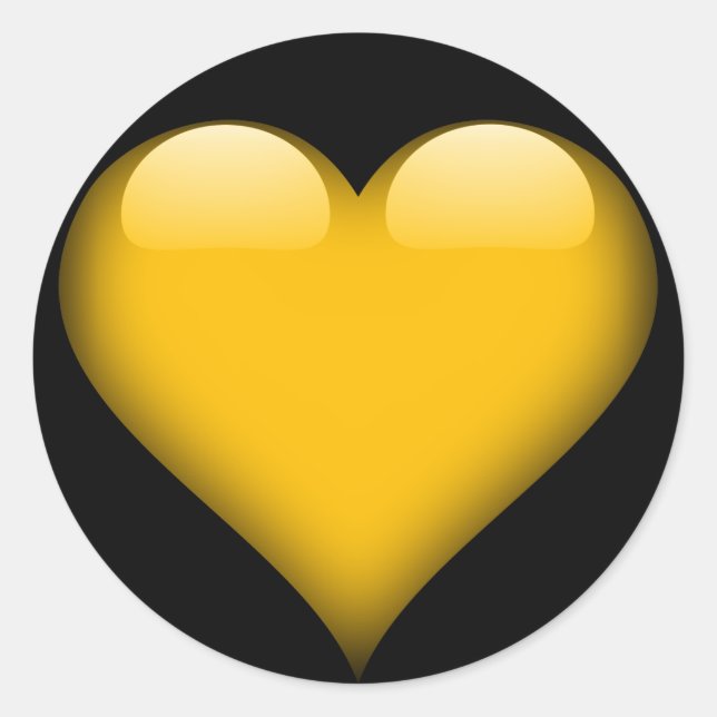 Yellow Glass Heart Customisable Classic Round Sticker (Front)