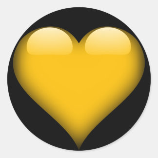 Yellow Glass Heart Customisable Classic Round Sticker