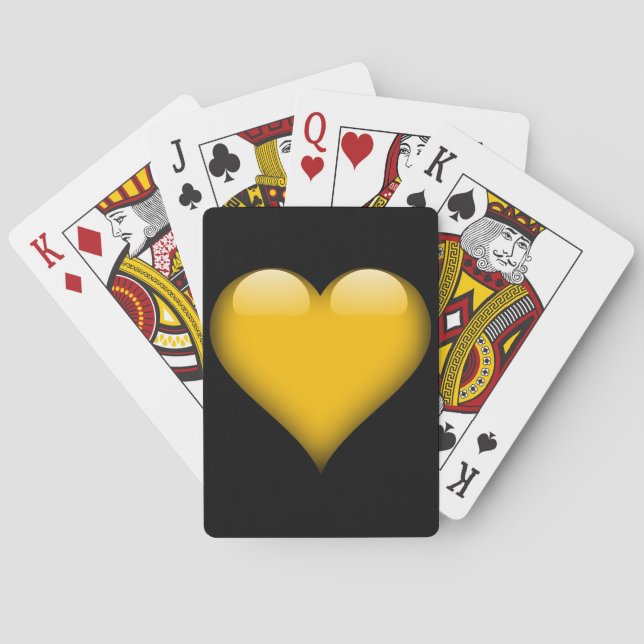 Yellow Glass Heart Customisable Playing Cards (Back)