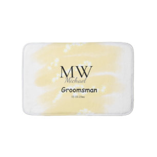 Yellow glitter add your name groomsmen gift throw bath mat