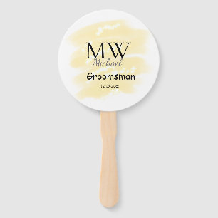 Yellow glitter add your name groomsmen gift throw  hand fan