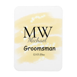 Yellow glitter add your name groomsmen gift throw  magnet