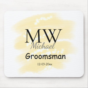 Yellow glitter add your name groomsmen gift throw mouse mat