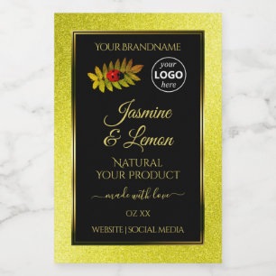 Yellow Glitter Black Product Labels Ladybug Logo