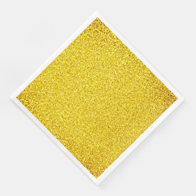Yellow Glitter Gold Sparkle Weddings Birthday 2022 Napkin (Corner)