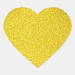 Yellow Glitter Gold Sparkle Weddings Birthdays Heart Sticker