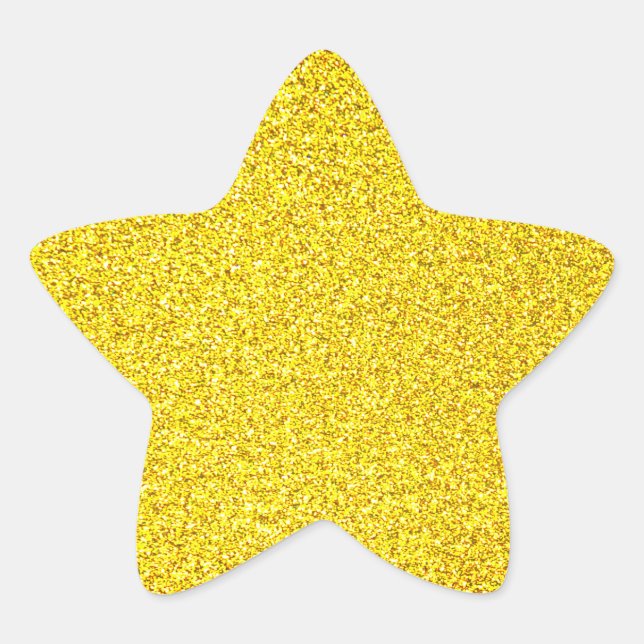 Yellow Glitter Gold Sparkle Weddings Birthdays Star Sticker (Front)