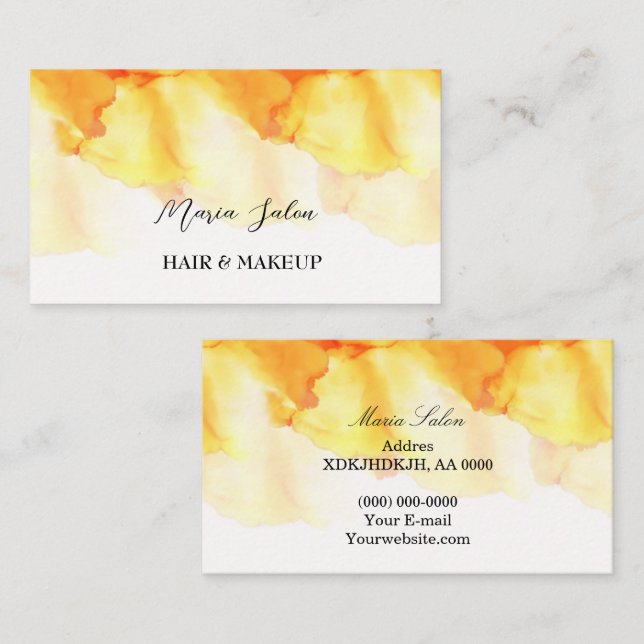 Yellow glitter gold  watercolor Business Card (Front/Back)