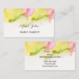 Yellow glitter gold watercolor Business Card