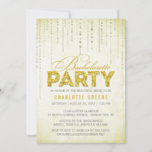 Yellow Glitter Look Bachelorette Party Invitation