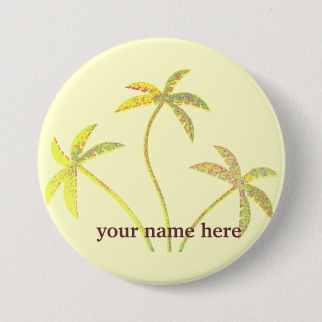 Yellow Glitter Palm Tree Name badge (Front)