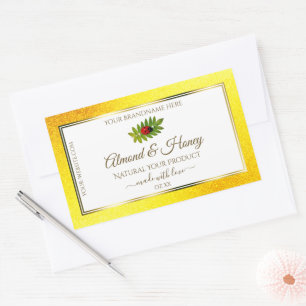 Yellow Glitter White Product Labels Ladybug Leaf
