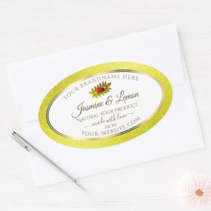 Yellow Glitter White Product Labels with Ladybug
