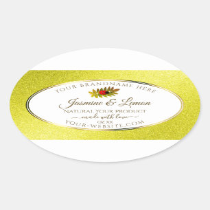 Yellow Glitter White Product Labels with Ladybug