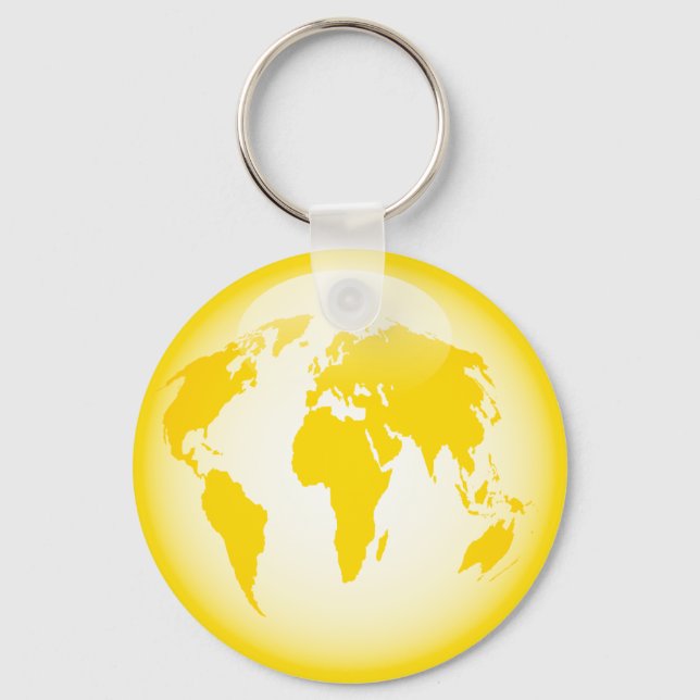 Yellow Glossy Globe Key Ring (Front)