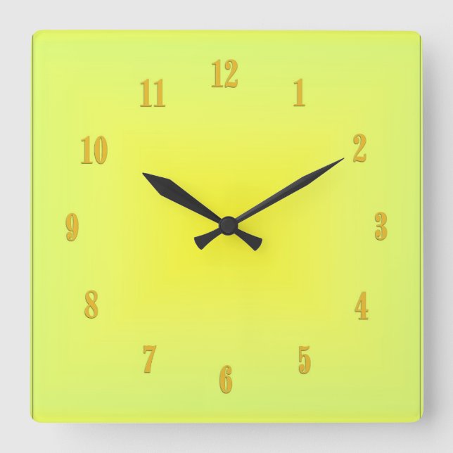 Yellow Glow Clock with Numbers (Front)