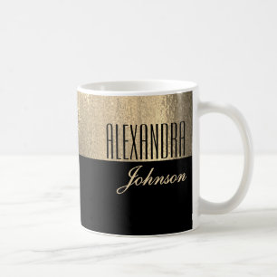 Yellow Gold and Black Elegant Name Coffee Mug