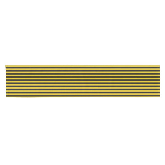 Yellow Gold and Black Striped Short Table Runner (Horizontal)