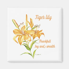 Yellow gold and orange watercolor lily and symbol magnet