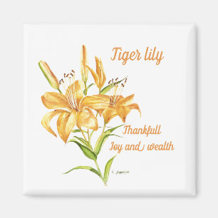 Yellow gold and orange watercolor lily and symbol magnet