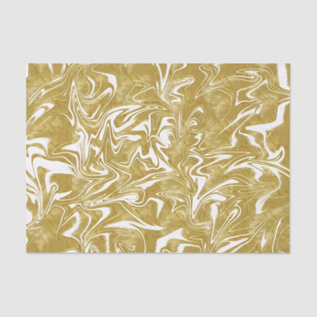 Yellow Gold & Black Elegant Glam Marble Swirl Tissue Paper (Front)