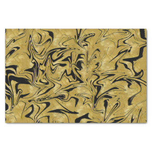 Yellow Gold & Black Elegant Glam Marble Swirl Tissue Paper