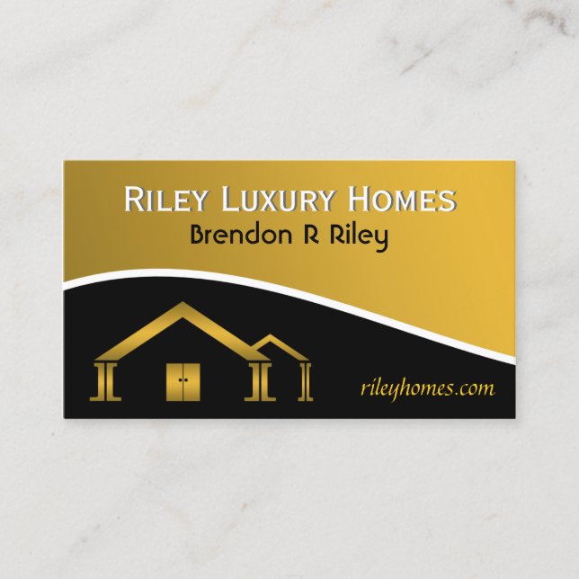 Yellow Gold & Black Home Building & Construction Business Card (Front)