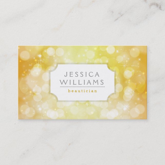 Yellow Gold Bokeh Glitter And Sparkles Business Card (Front)
