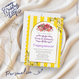 Yellow Gold Bold Floral Blooms Engagement Party  Invitation