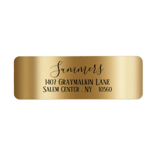 yellow gold Brushed Metal Script  Address