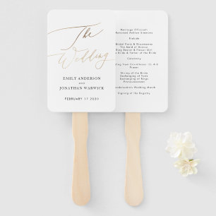 Yellow Gold Calligraphy Modern Calligraphy Wedding Hand Fan