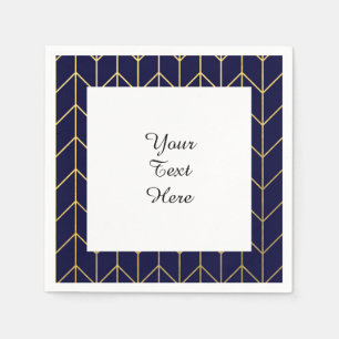 Yellow Gold Chevron Navy Blue Modern Chic Napkin