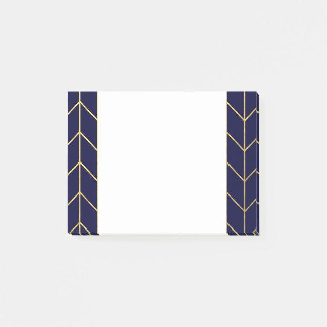 Yellow Gold Chevron Navy Blue Modern Chic Post-it Notes (Front)