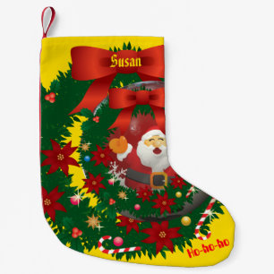 Yellow Gold  Christmas  Holiday Santa Stocking