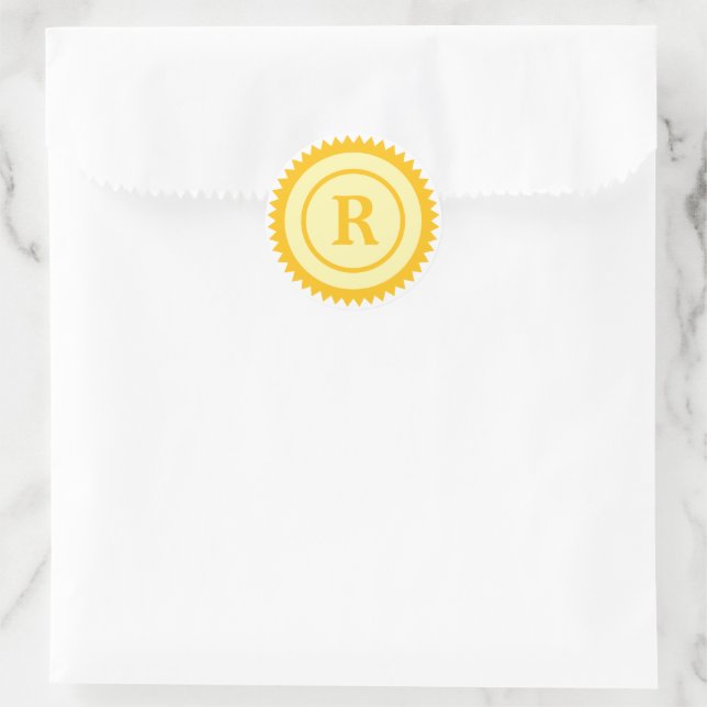 Yellow gold circle star certification seal sticker (Bag)