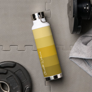 YELLOW GOLD COLOR STRIPE LINE PATTERN NAME WATER BOTTLE