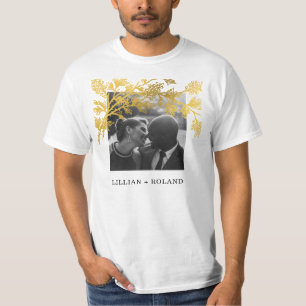 Yellow & Gold Couple Photo Rustic Collage T-Shirt