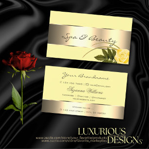 Yellow Gold Decor Cute Rose Flower Modern Floral Business Card